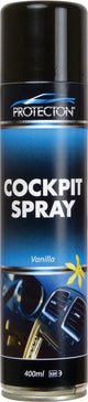 Protecton cockpit spray vanille - nettoie et entretient les pièces en plastique - pour plastique et cuir - redonne la couleur - au délicieux parfum de vanille - 400ml
