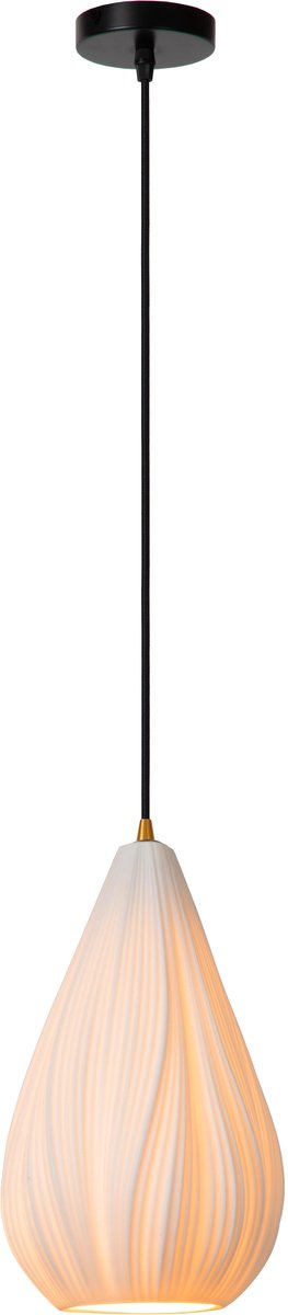 Lucide cinzia - suspension - ø 18,3 cm - 1xe27 - blanc - japandi