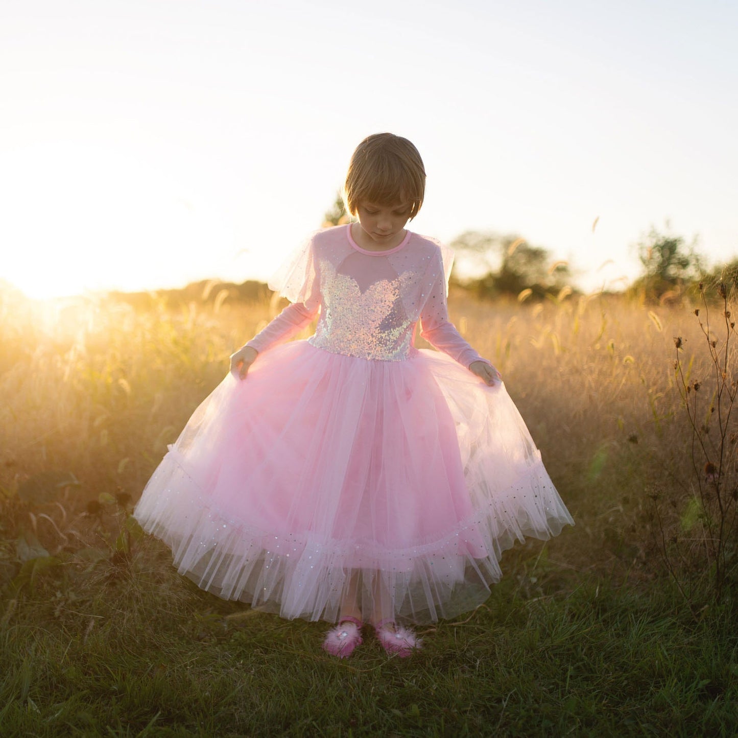 Déguisements de grands prétendants princesse rose élégant, 7-8 ans