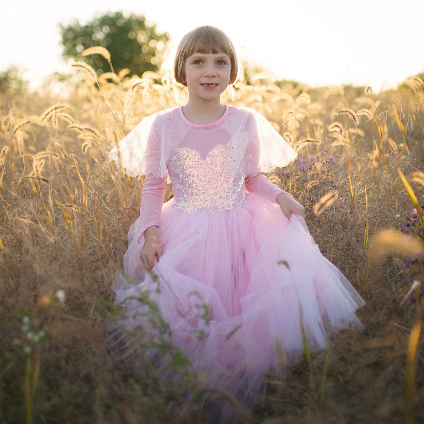 Déguisements de grands prétendants princesse rose élégant, 7-8 ans