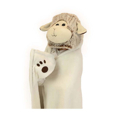 Noxxiez couverture câline avec capuche mouton, 130x100cm