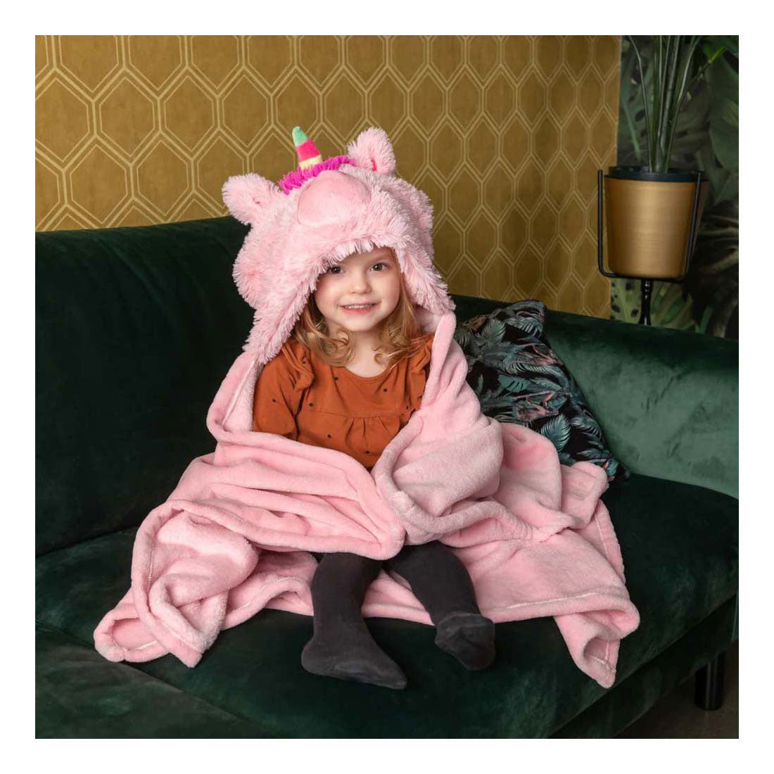 Noxxiez couverture câline avec capuche licorne, 130x100cm