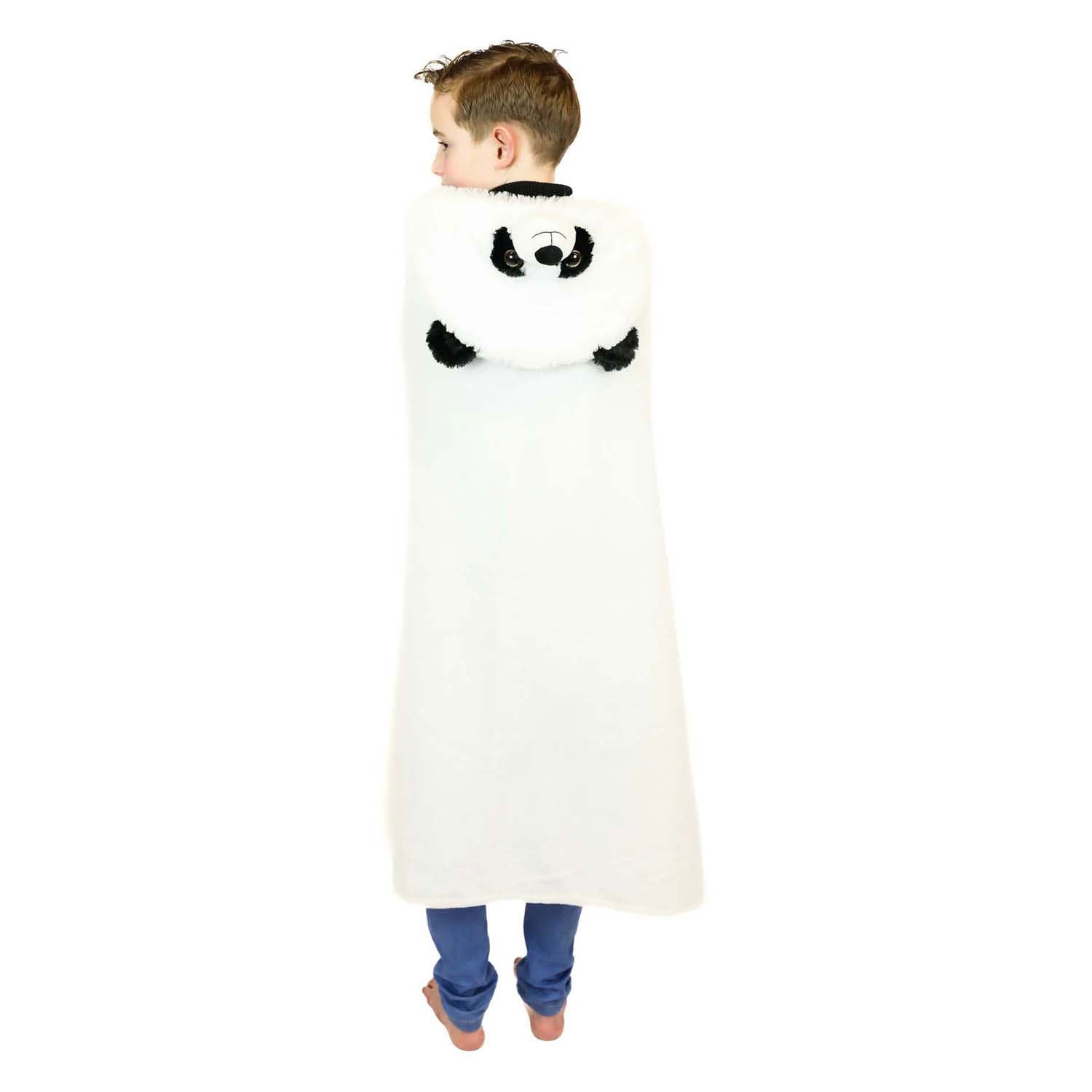 Noxxiez Couverture câline avec panda à capuche, 130x100cm