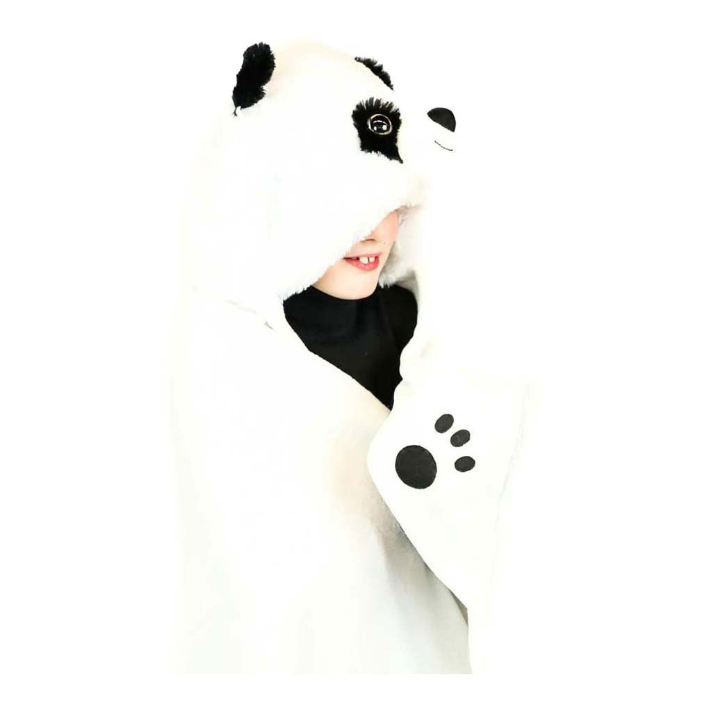 Noxxiez Couverture câline avec panda à capuche, 130x100cm