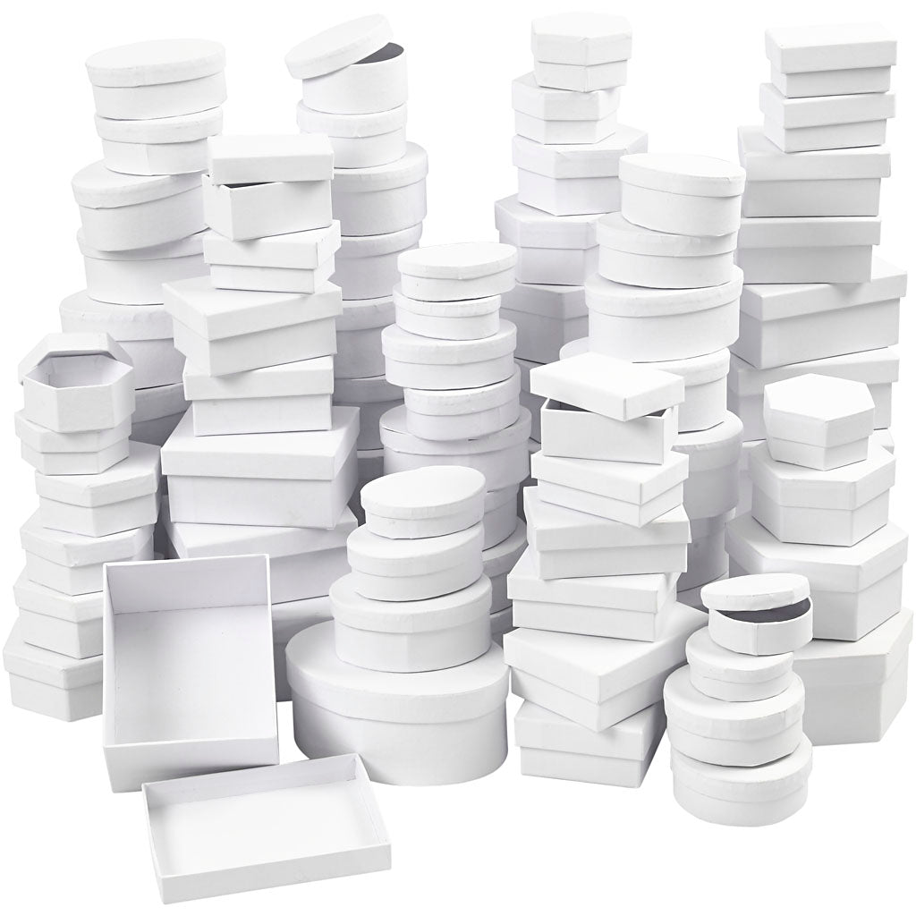Boîtes Creativ company, d 5,5-16 cm, le contenu peut varier, blanc, 168 div 1 boîte