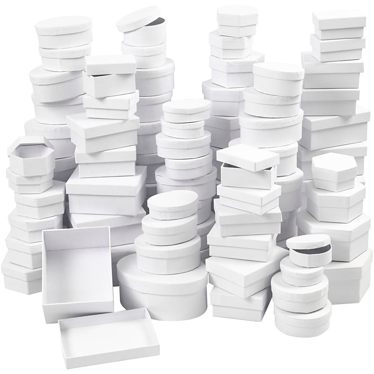 Boîtes Creativ company, d 5,5-16 cm, le contenu peut varier, blanc, 168 div 1 boîte