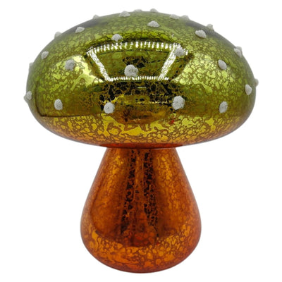 Statue ambiance manoir champignon LED vert 12,5x15cm