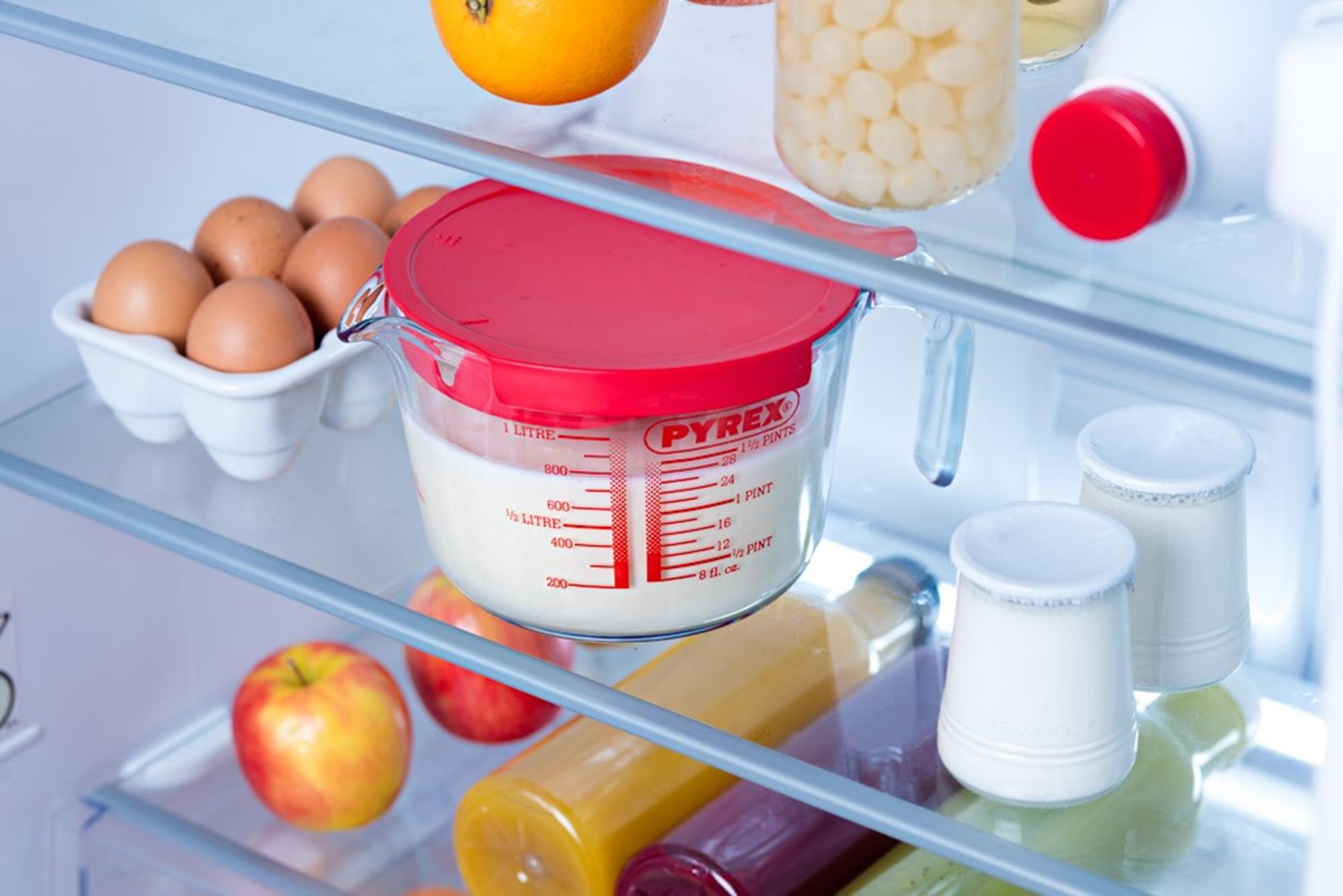 Tasse à mesurer en verre Pyrex avec couvercle 1l