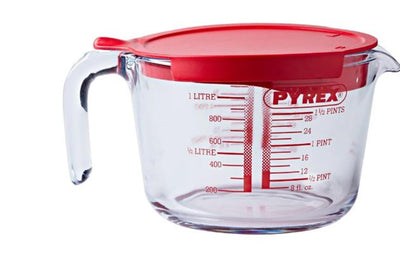 Tasse à mesurer en verre Pyrex avec couvercle 1l