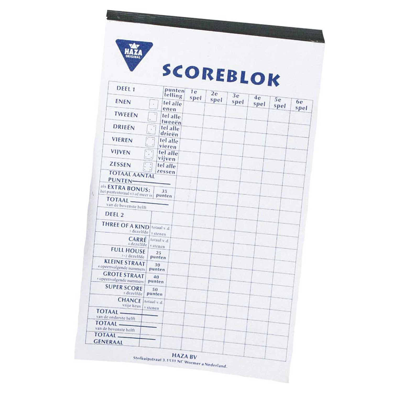Bloc de score Haza Witbaard, 250 feuilles