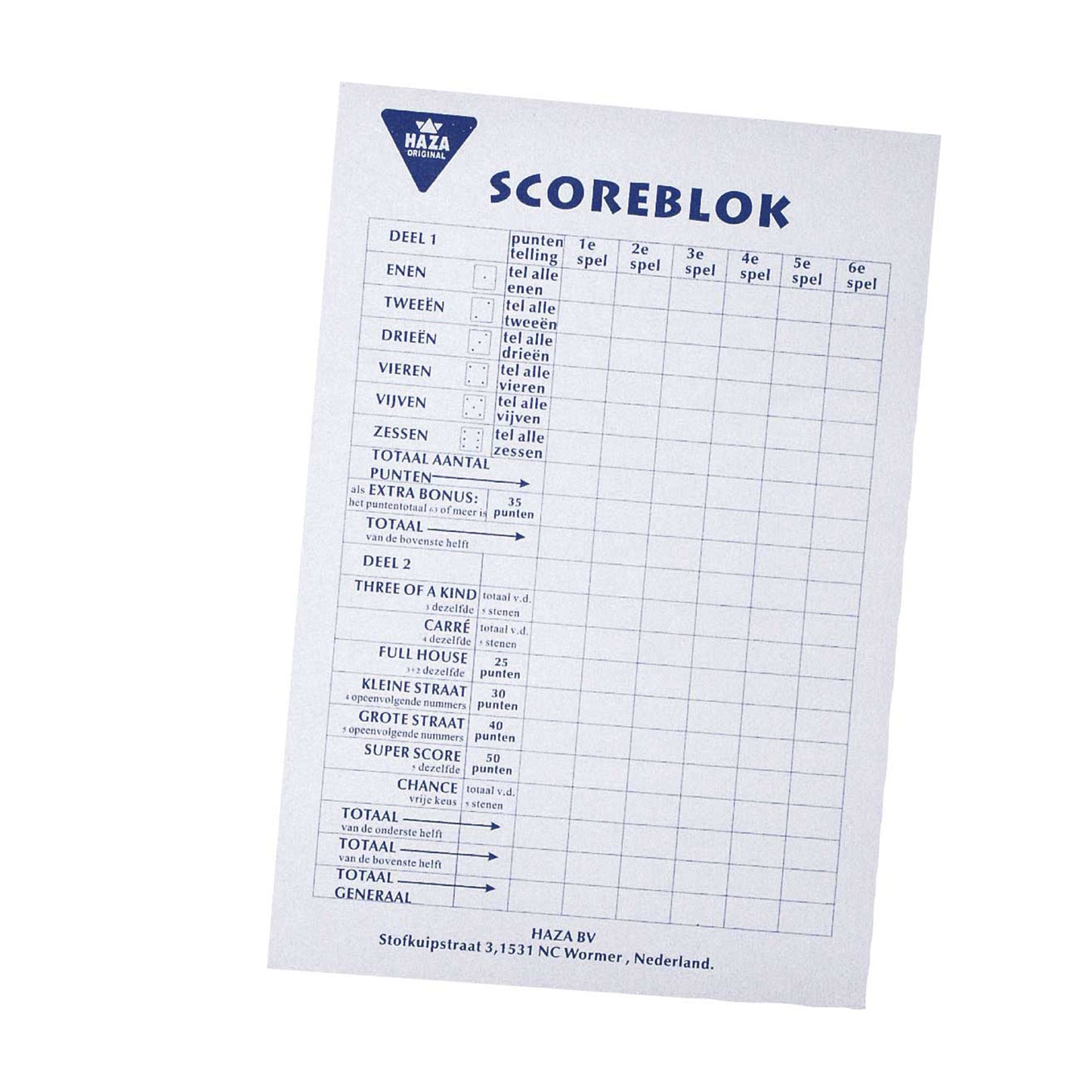 Haza Witbaard Score Block, 50 feuilles