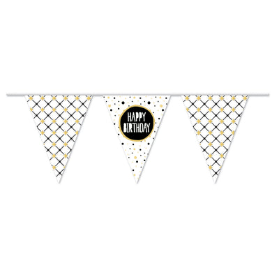 Ligne de drapeau joyeux anniversaire or, 10mtr.