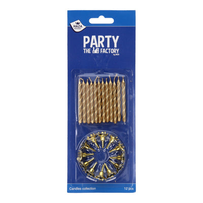Bougies à gâteau Haza Witbaardes avec détenteurs d'or, 12e.