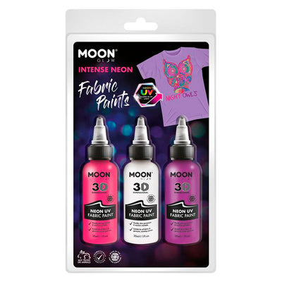 Peinture textile néon 3x30 ml - blanc, rose, violet