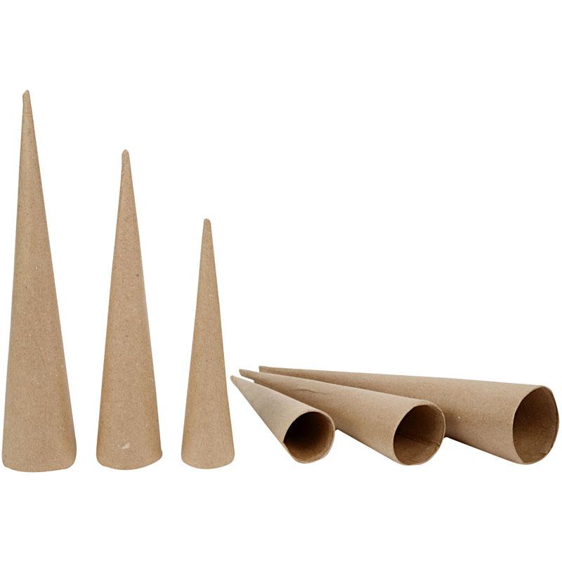 Creativ company cônes hauts, h : 20-25-30 cm, d 4-5-6 cm, 3 pièces 1 boîte