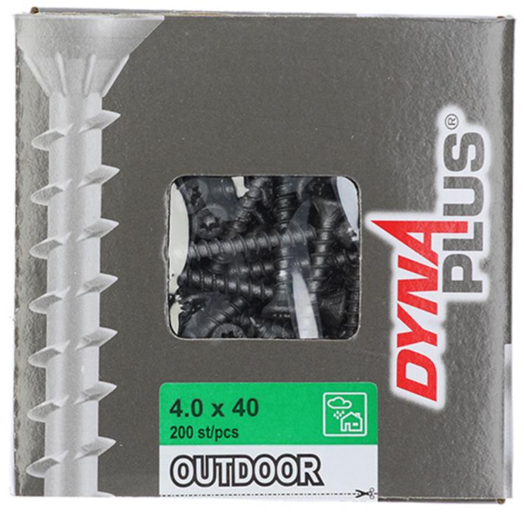 Dynaplus vis uni vis pour panneaux d'aggloméré revêtement ar tête plate filetage complet torx tx20 ​​​​4,0x40 | 200 pièces - 0281.08.25601