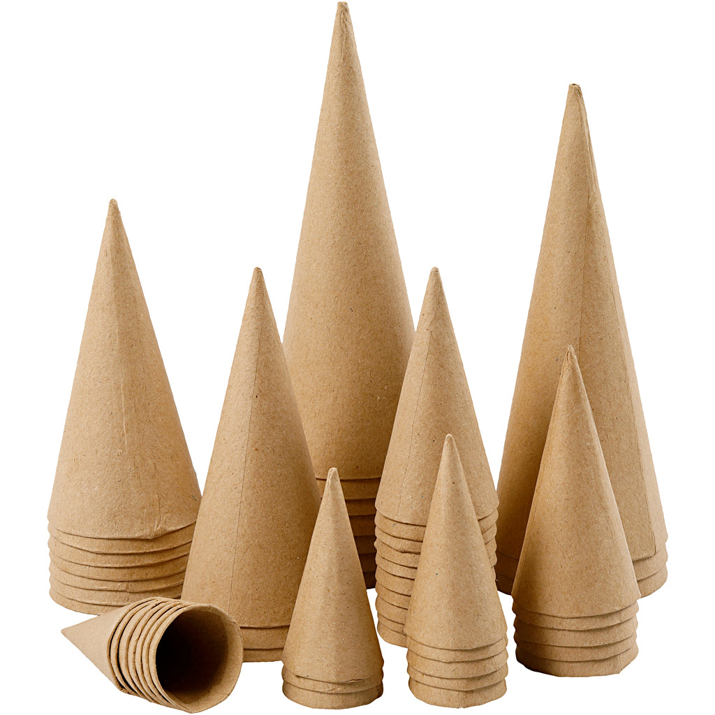Cônes Creativ company, h : 8-20 cm, d 4-8 cm, 50 pièces 1 boîte