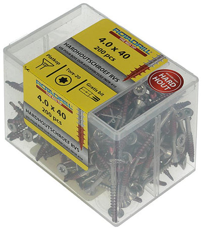 Vis à bois dur Rotadrill rotadrill acier inoxydable-410 pk autoperceuse torx tx20 ​​​​4.0x40 24 | 200 pièces - 471 140 040