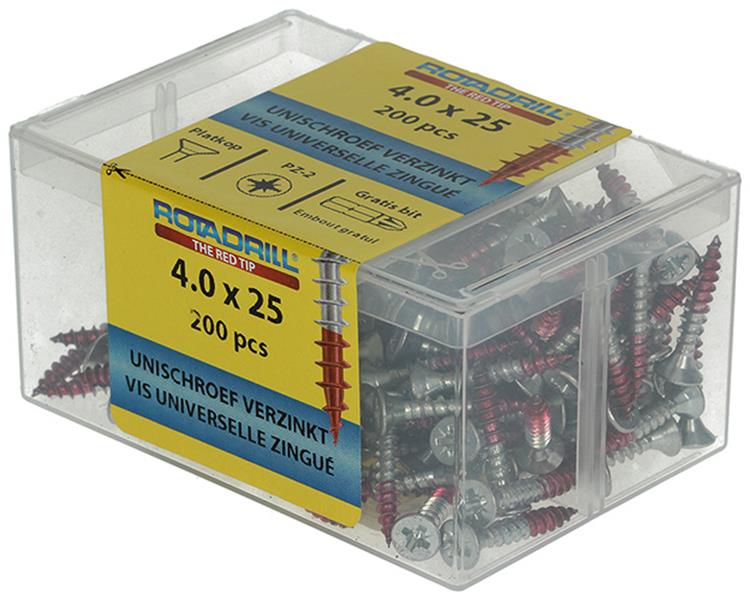 Rotadrill 1039972 - vis universelle vkpzd vz 4,0x25mm (200) | 4 pièces