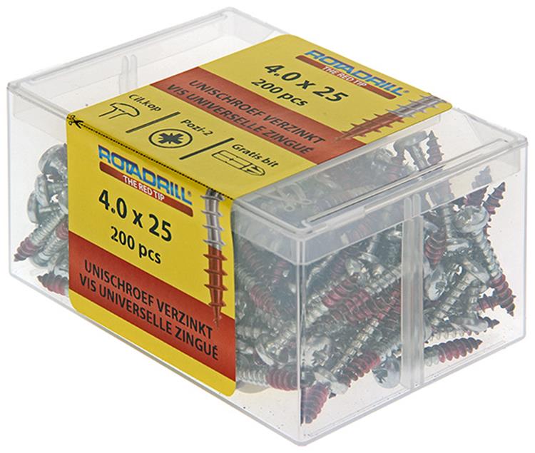 Rotadrill 1040030 - vis universelle ckpzd vz 4.0x25mm (200) | 4 pièces