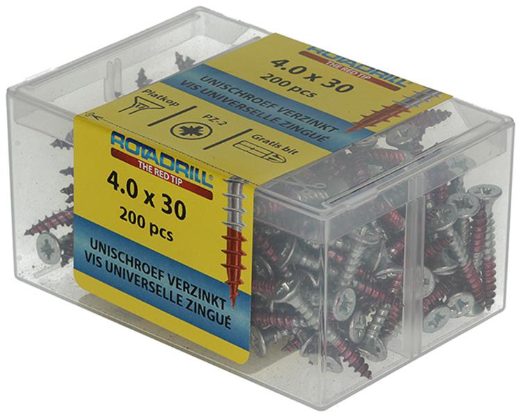Rotadrill 1039973 - vis universelle vkpzd vz 4.0x30mm (200) | 4 pièces