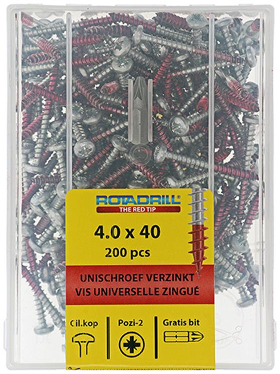 Rotadrill 1040032 - vis universelle ckpzd vz 4.0x40mm (200) | 4 pièces