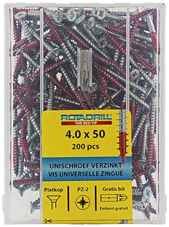 Rotadrill 1039977 - vis universelle vkpzd vz 4,0x50mm (200) | 4 pièces