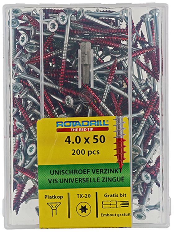 Rotadrill 1039995 - vis universelle vktx vz 4.0x50mm (200) | 4 pièces