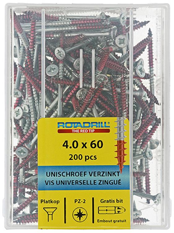 Rotadrill 1039978 - vis universelle vkpzd vz 4,0x60mm (200) | 4 pièces