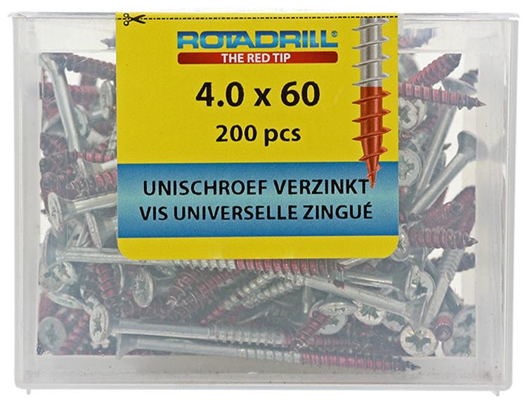 Rotadrill 1039978 - vis universelle vkpzd vz 4,0x60mm (200) | 4 pièces