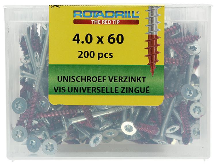 Rotadrill 1039996 - vis universelle vktx vz 4,0x60mm (200) | 4 pièces