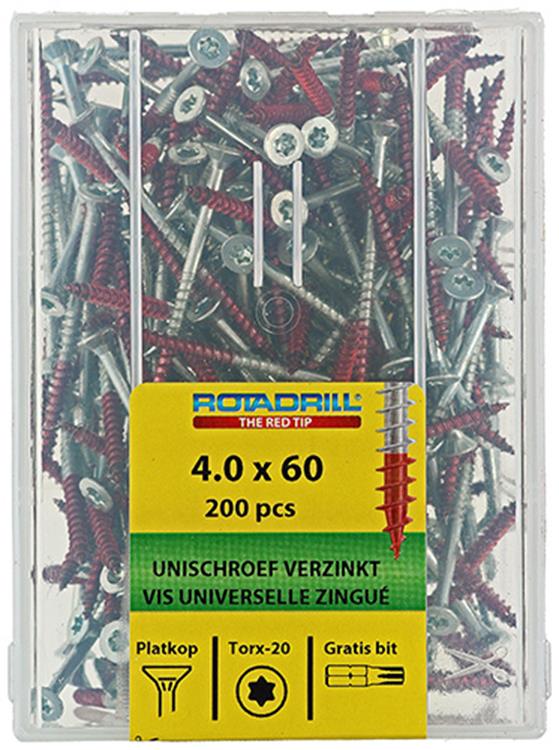 Rotadrill 1039996 - vis universelle vktx vz 4,0x60mm (200) | 4 pièces