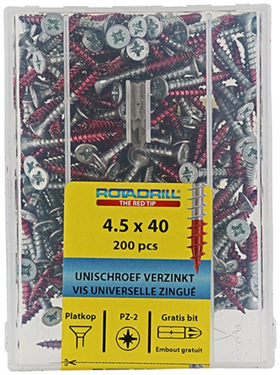 Rotadrill 1040023 - vis universelle vkpzd vz 4,5x40mm (200) | 4 pièces