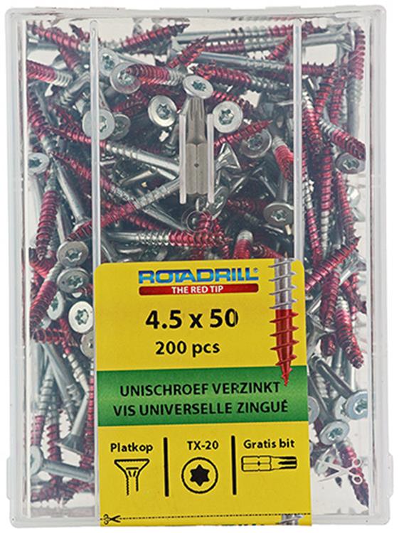 Rotadrill 1039998 - vis universelle vktx vz 4,5x50mm (200) | 4 pièces