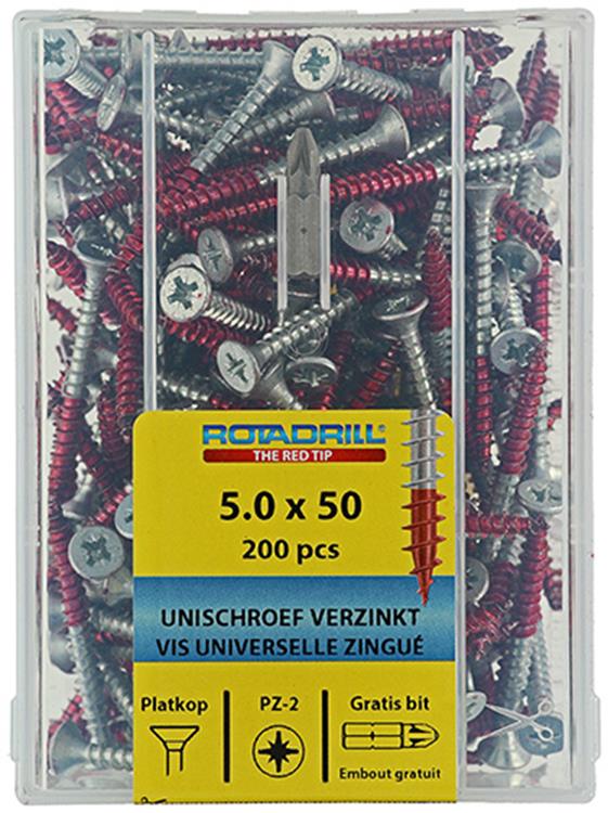 Rotadrill 1039980 - vis universelle vkpzd vz 5,0x50mm (200) | 4 pièces