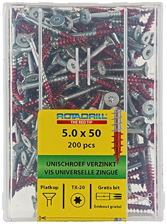 Rotadrill 1039999 - vis universelle vktx vz 5.0x50mm (200) | 4 pièces