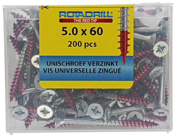 Rotadrill 1039981 - vis universelle vkpzd vz 5,0x60mm (200) | 4 pièces