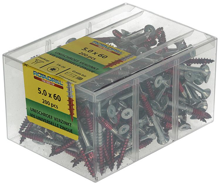 Rotadrill 1040000 - vis universelle vktx vz 5.0x60mm (200) | 4 pièces
