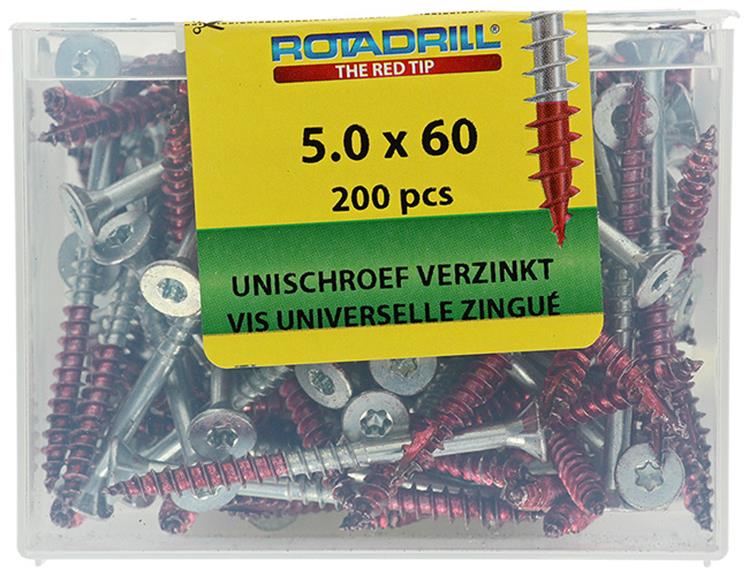 Rotadrill 1040000 - vis universelle vktx vz 5.0x60mm (200) | 4 pièces