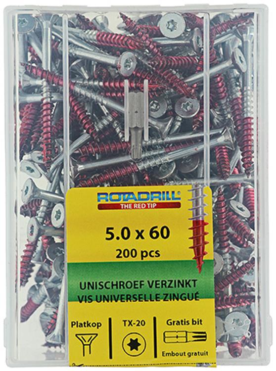 Rotadrill 1040000 - vis universelle vktx vz 5.0x60mm (200) | 4 pièces