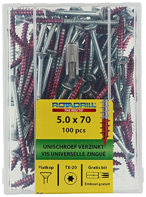 Rotadrill 1040001 - vis universelle vktx vz 5.0x70mm (100) | 4 pièces