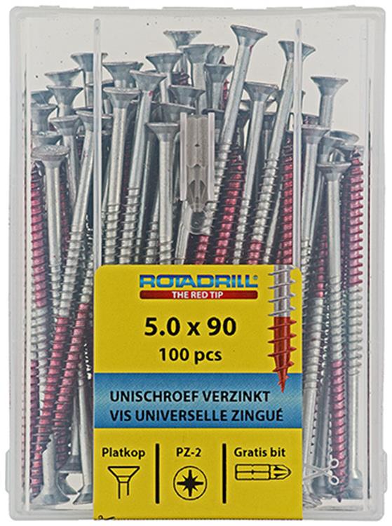 Rotadrill 1039984 - vis universelle vkpzd vz 5.0x90mm (100) | 4 pièces