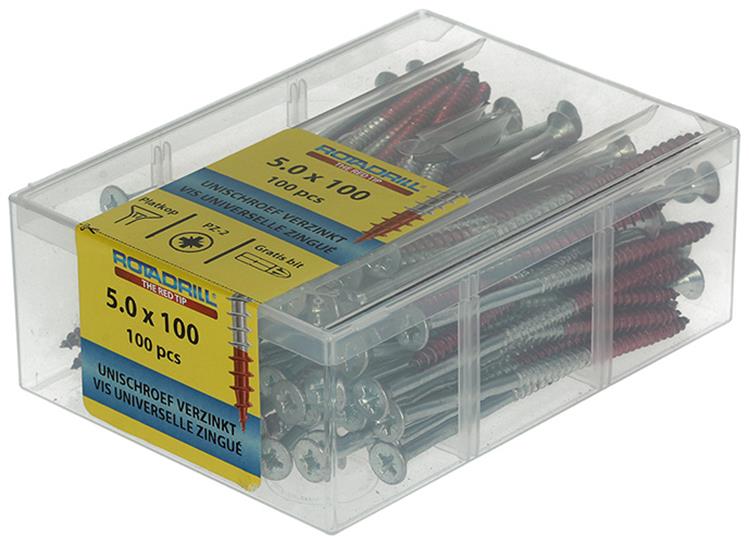 Rotadrill 1039985 - vis universelle vkpzd vz 5,0x100mm (100) | 4 pièces