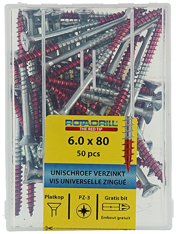 Rotadrill 1039986 - vis universelle vkpzd vz 6,0x80mm (50) | 4 pièces