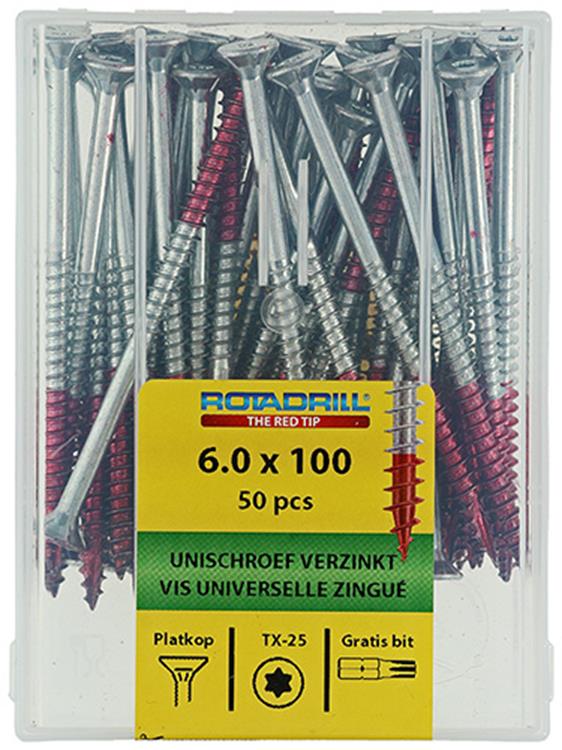 Rotadrill 1040004 - vis universelle vktx vz 6,0x100mm (50) | 4 pièces