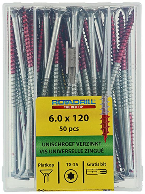 Rotadrill 1040005 - vis universelle vktx vz 6,0x120mm (50) | 4 pièces