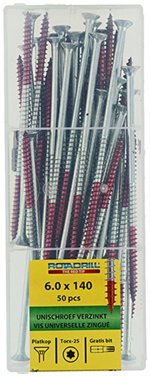 Rotadrill 1040006 - vis universelle vktx vz 6,0x140mm (50) | 4 pièces