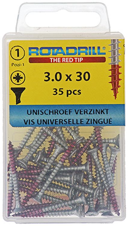 Rotadrill 1039770 - vis universelle vk pzd vz 3.0x30mm (35) | 6 pièces