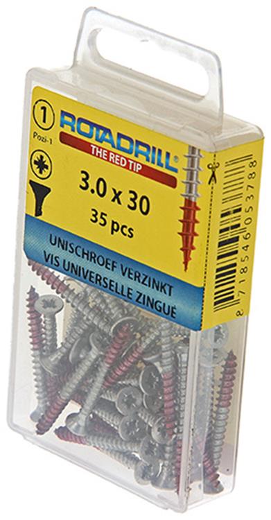 Rotadrill 1039770 - vis universelle vk pzd vz 3.0x30mm (35) | 6 pièces