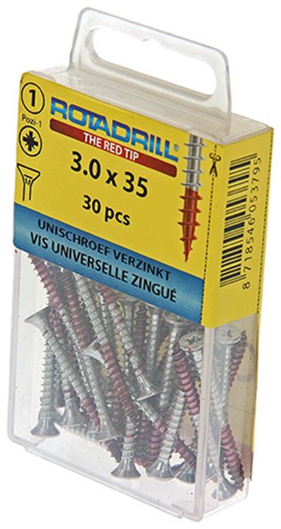 Rotadrill 1039771 - vis universelle vk pzd vz 3.0x35mm (30) | 6 pièces